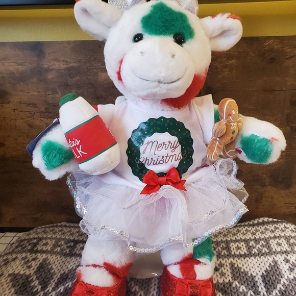 Build A Bear Christmas Holiday Mooey Cow with Outfit and Cookies & Milk - Picture 5 of 5